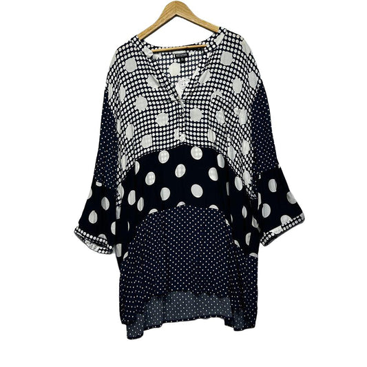 My Size Navy Plus Size Polka Dot Top - Size XL/22 RRP $112
