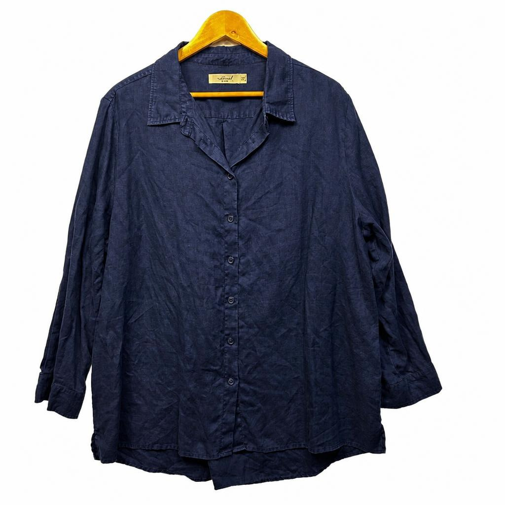 Natural For Birds Birdsnest Navy Linen Shirt - Size 16