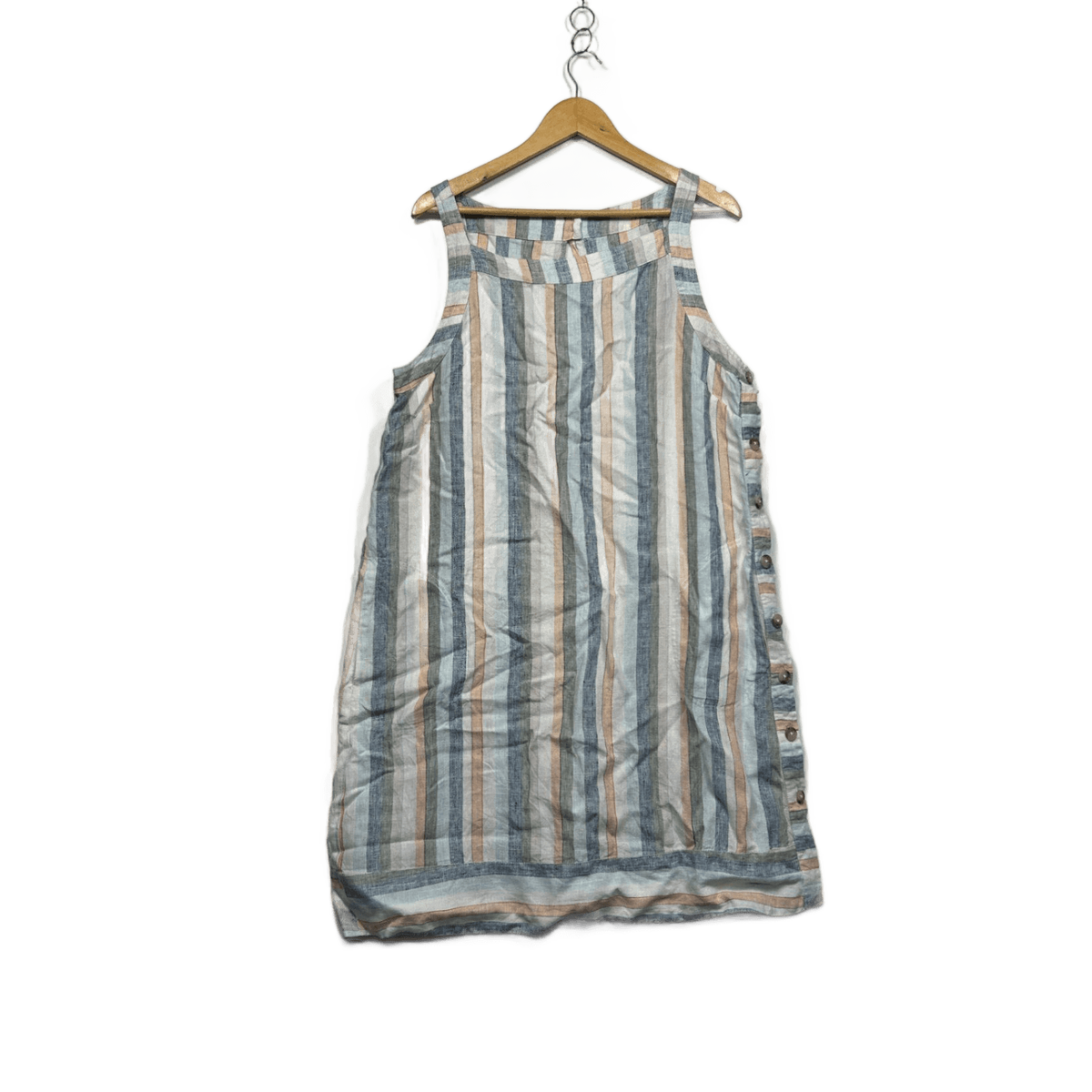 Naturals by O & J Multicoloured Striped Linen Sleeveless Dress - Size 14