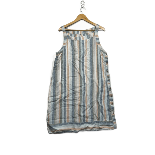 Naturals by O & J Multicoloured Striped Linen Sleeveless Dress - Size 14