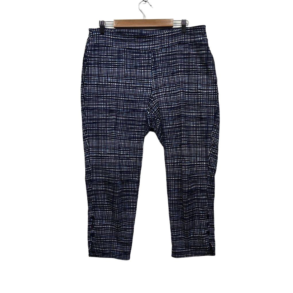 Taking Shape Navy Crosshatch Print Pants - Size 16