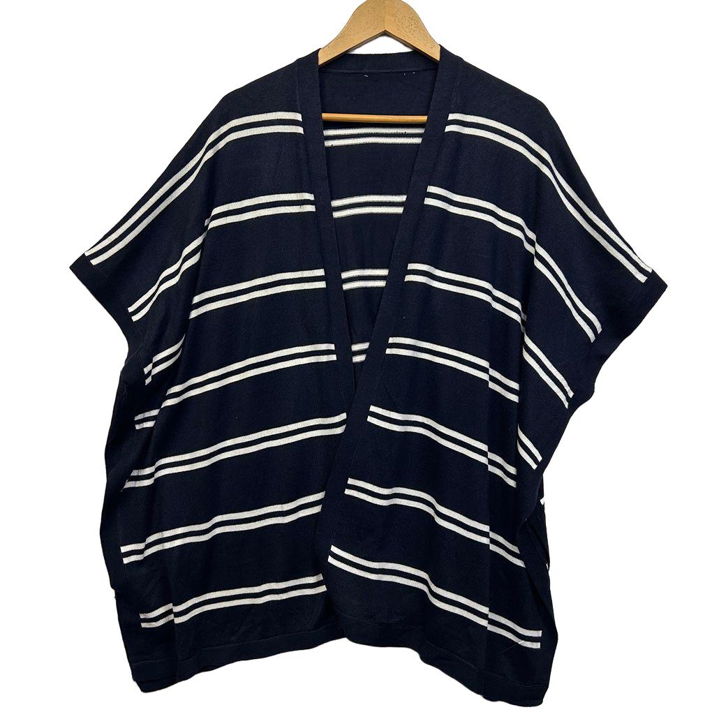 Navy Striped Knit Poncho Cardigan - Size 18 - 22