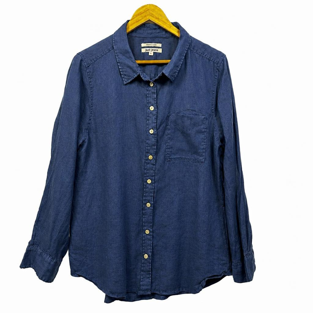 Just Jeans Navy Linen Shirt - Size 16