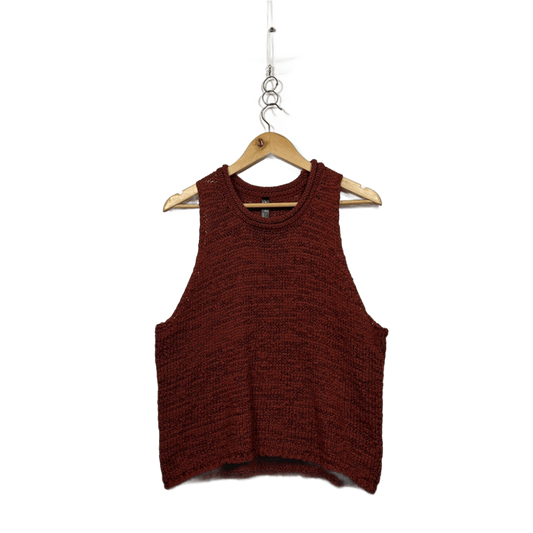 New Edited Rust Brown Sleeveless Knit Vest Tank Top Size 14