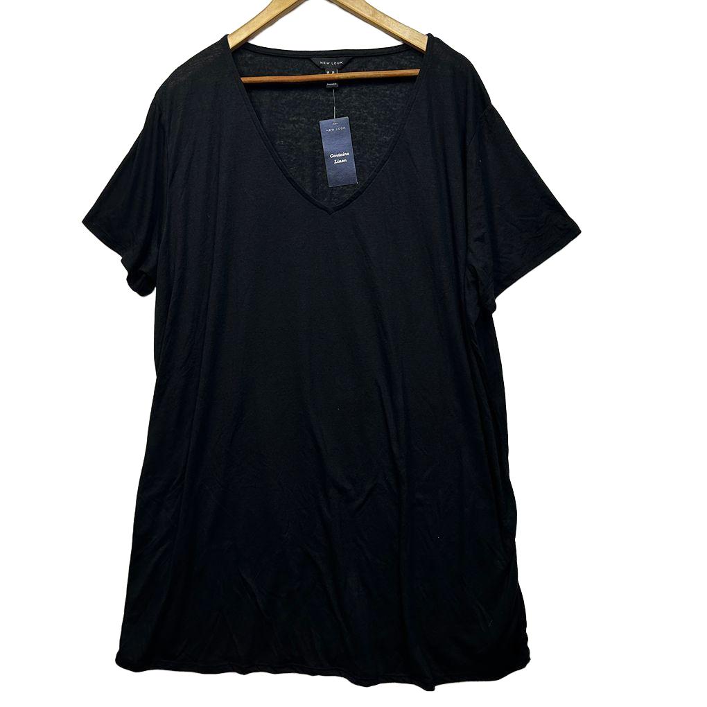 New Look Black Plus Size Linen Top - Size 28