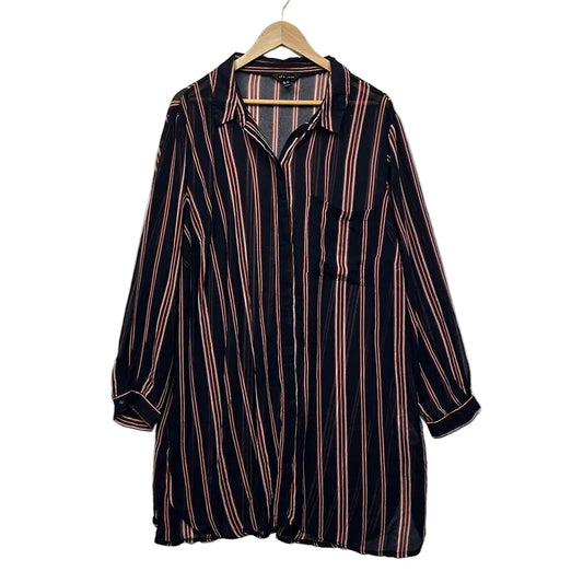 New Look Navy Striped Sheer Shirt - Size 24