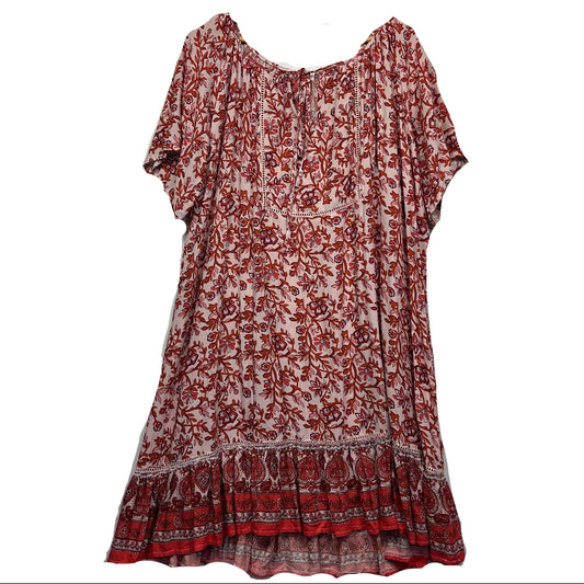 New U Collection Red Floral Boho Dress - Size 14