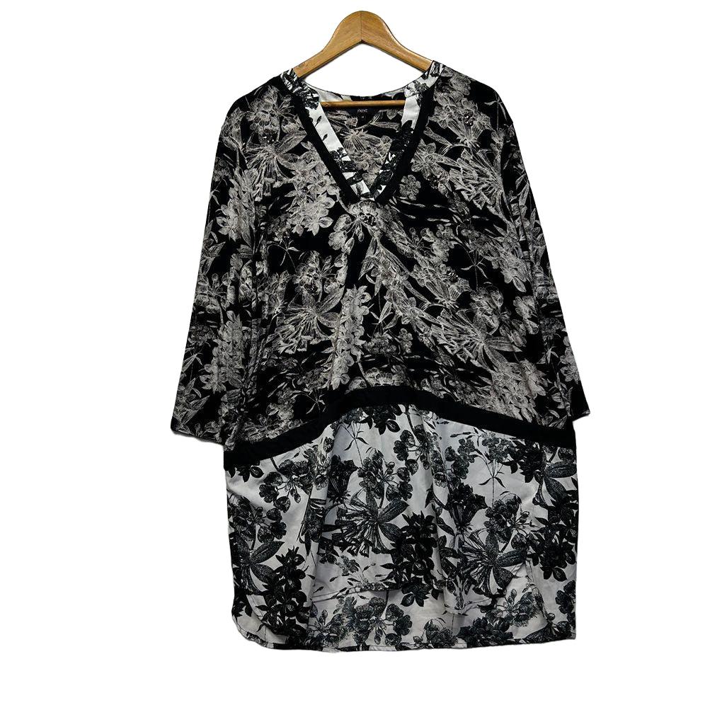 Next Black & White Floral Plus Size Dress - Size 22