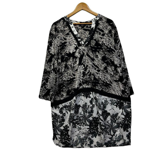 Next Black & White Floral Plus Size Dress - Size 22