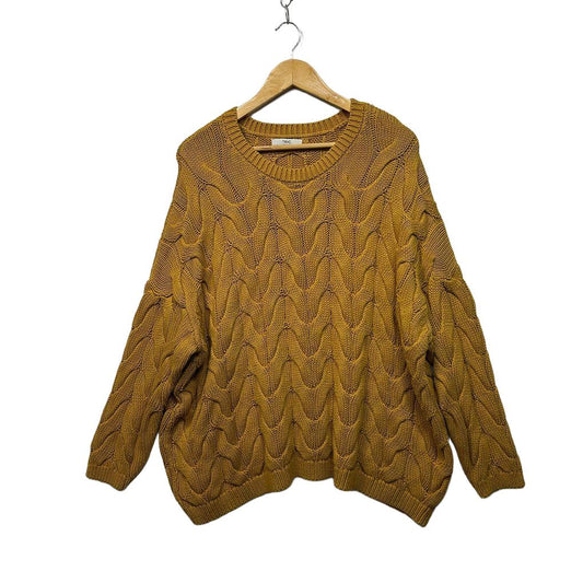 Next Mustard Cotton Chunky Knit Jumper - Size XL
