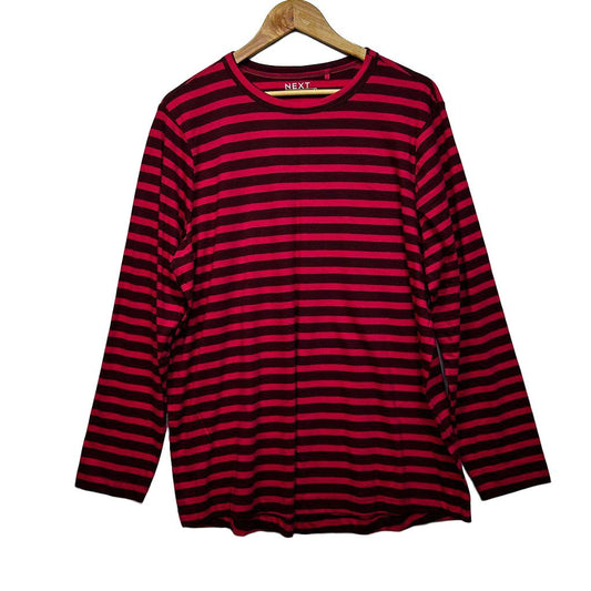 Next Red and Black Striped Cotton Long Sleeve Top - Size XL