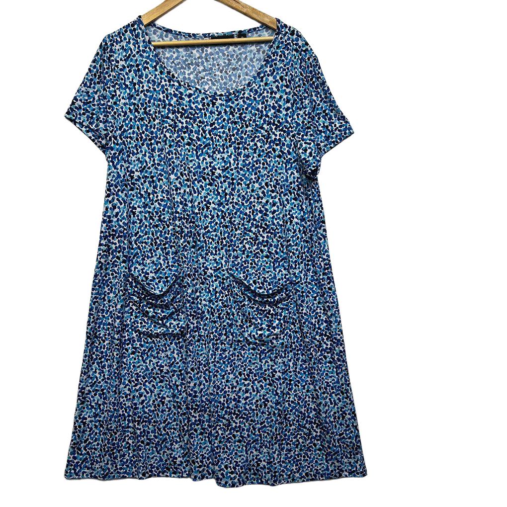 Nina Leonard Blue Print Dress - Size XL