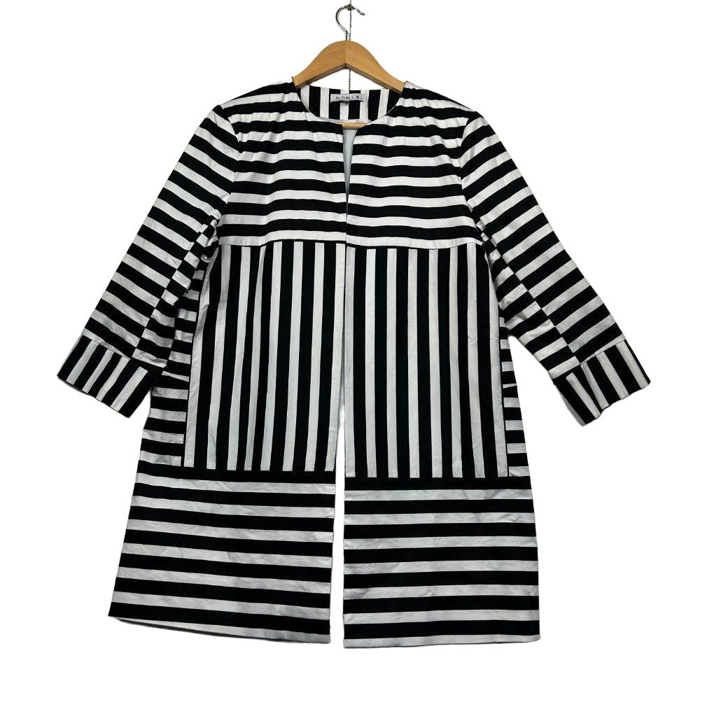 Noni B Cotton Black and White Striped Jacket - Size XL