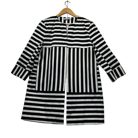 Noni B Cotton Black and White Striped Jacket - Size XL