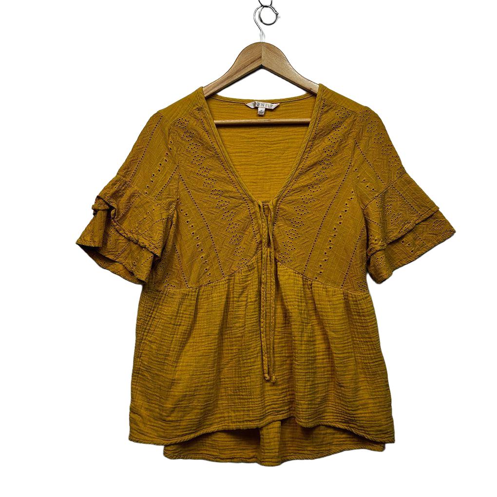 Noni B Mustard Cotton Top - Size 14