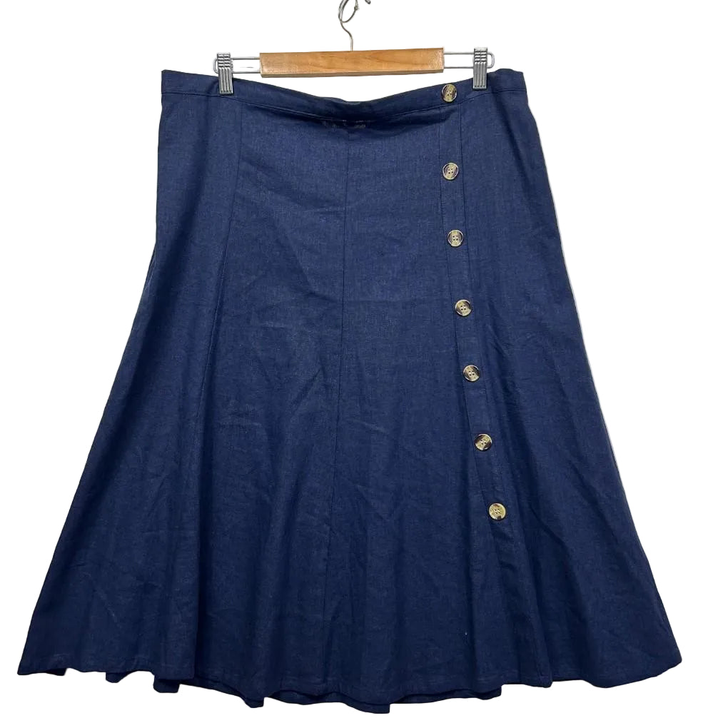 Noni B Navy Linen Skirt - Size 18