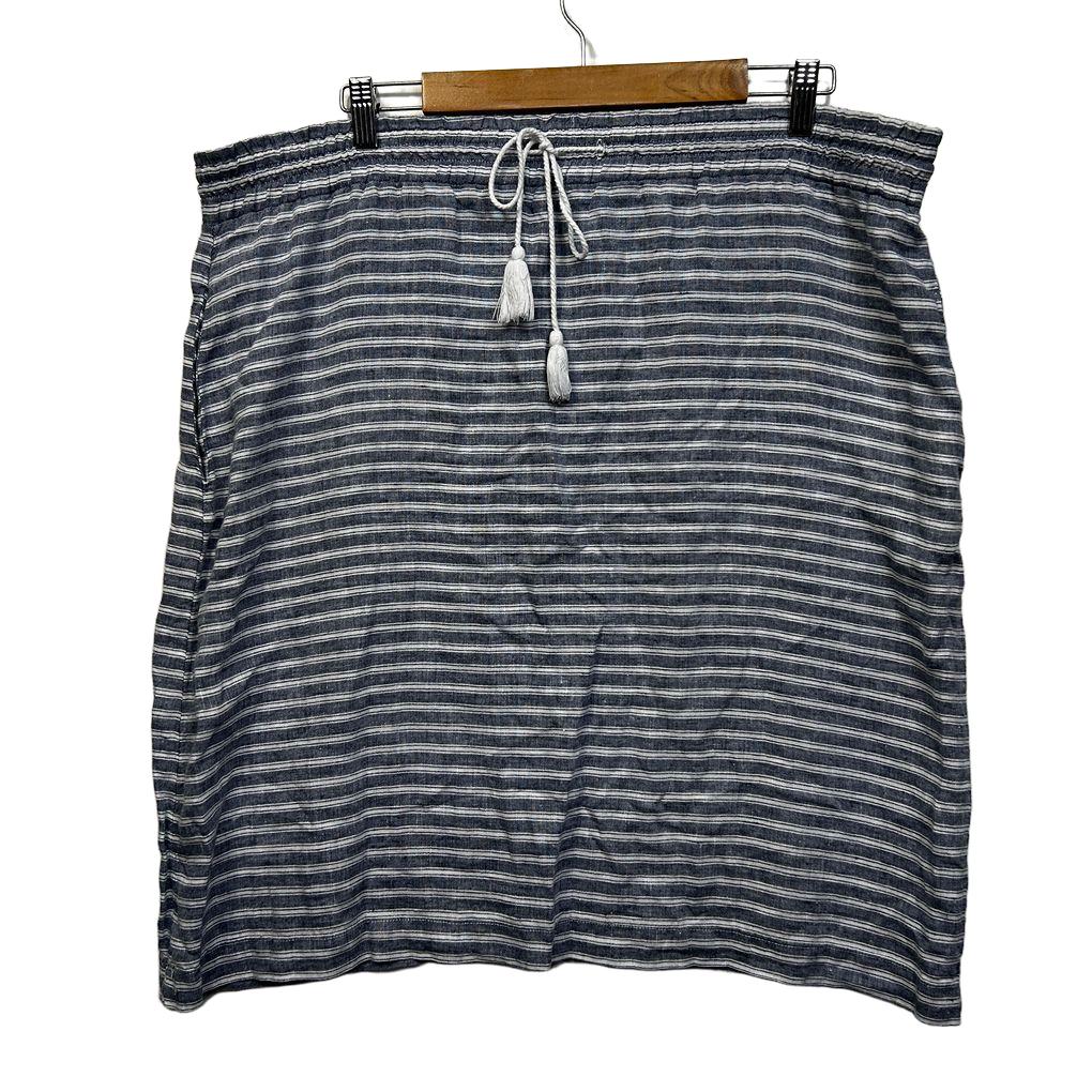 Noni B Navy White Linen Striped Skirt - Size 16
