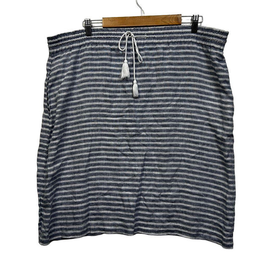 Noni B Navy White Linen Striped Skirt - Size 16