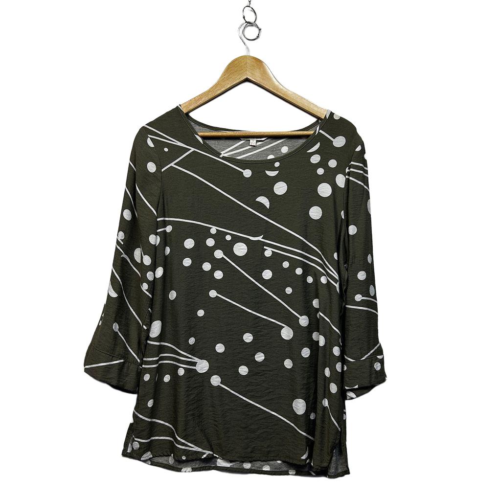 Noni B Olive Spot Print Top - Size 14