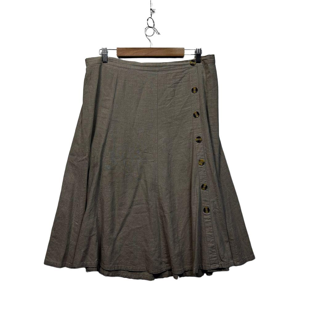 Noni Taupe Linen Skirt - Size 16