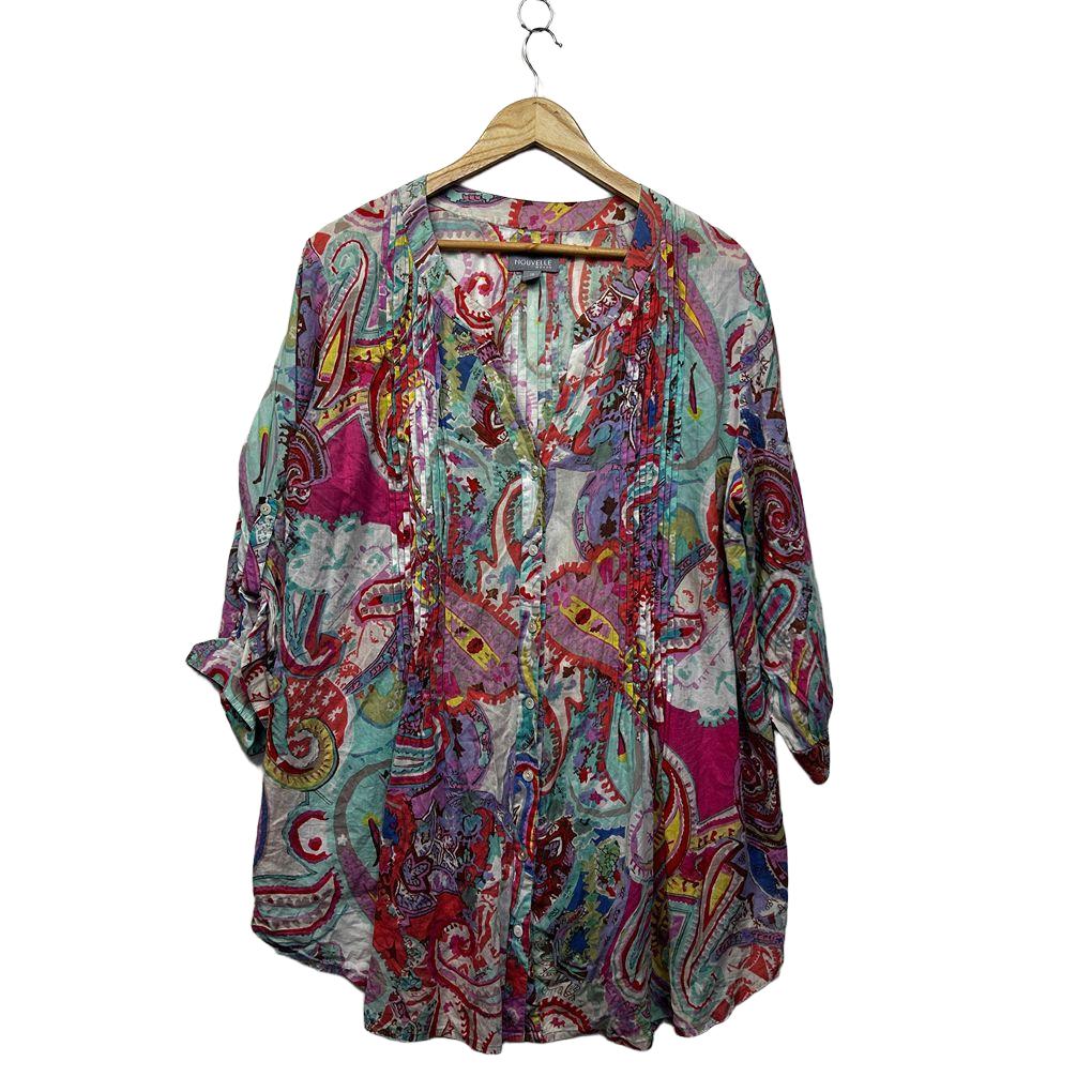 Nouvelle Multicoloured Plus Size Cotton Top - Size 18
