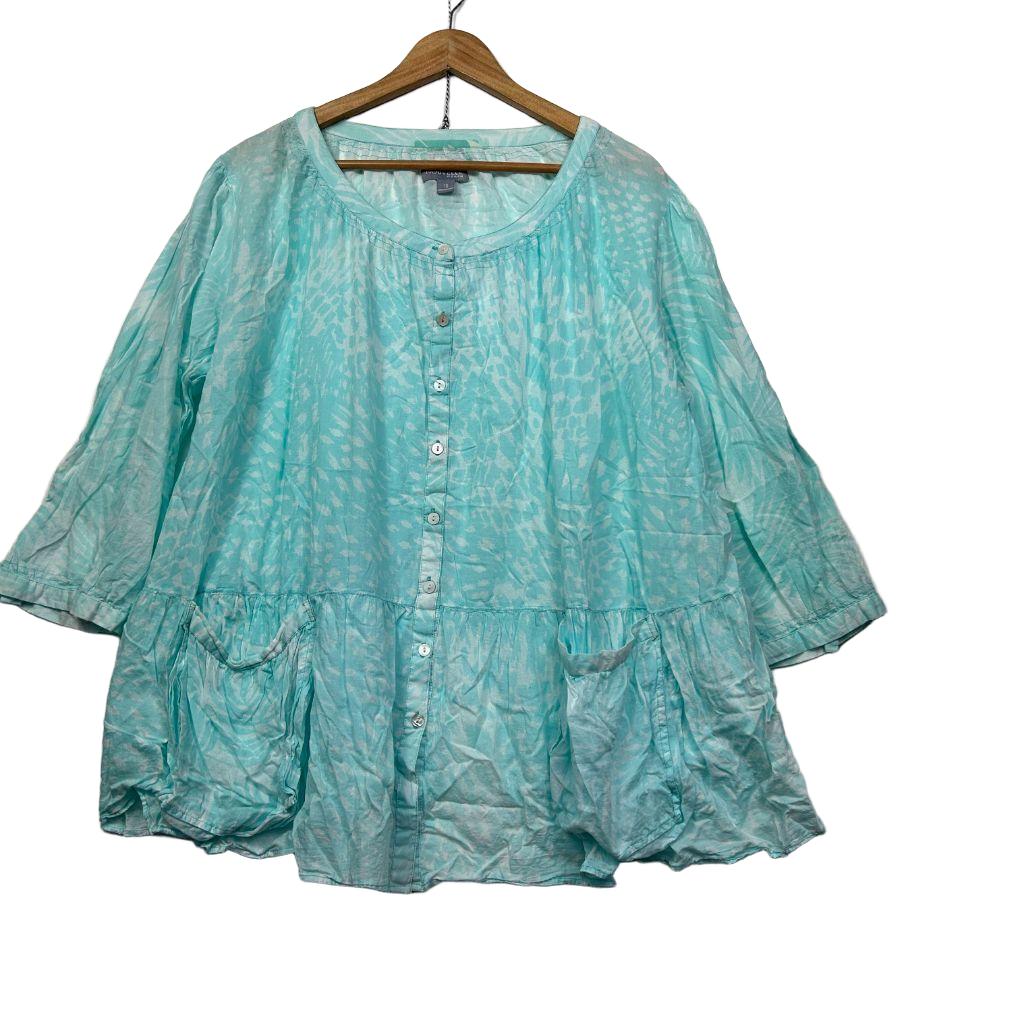 Nouvelle Woman Teal Cotton Top - Size 18