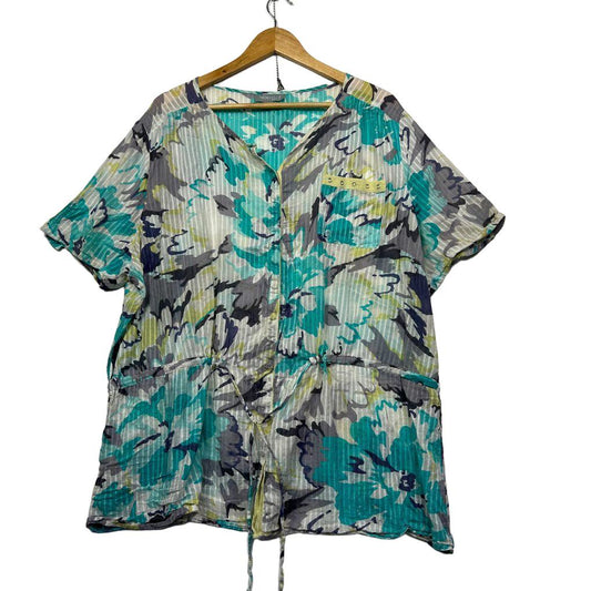 Nouvelle Woman Teal Floral Top -  Size 24