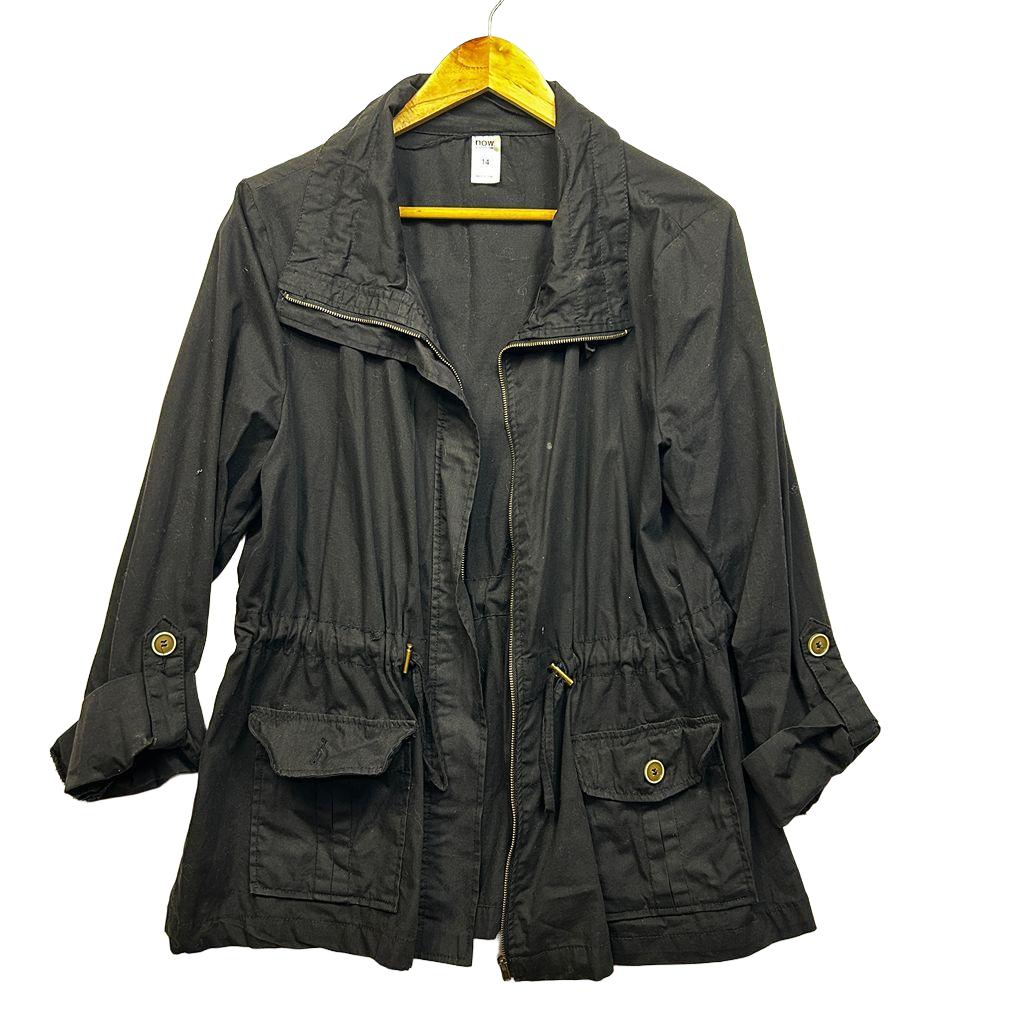 Now Black Cotton Jacket - Size 14