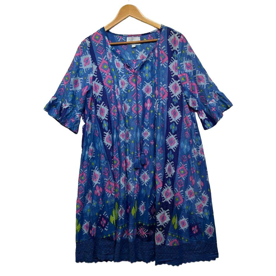 One Summer Blue Cotton Dress - Size 16