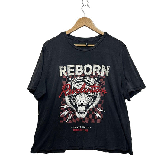 Only Black Reborn Tiger Cotton T-Shirt - Size XL