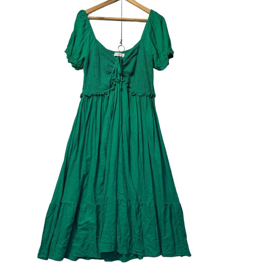 Orange Sherbet Green Cotton Maxi Dress - Size 18