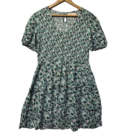 Orange Sherbet Green Floral Dress - Size 18