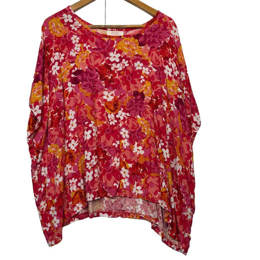 Orange Sherbet Pink Floral Top - Size 16/18