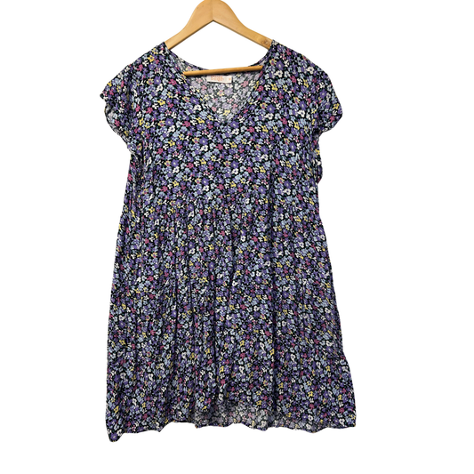 Orange Sherbet Purple Floral Dress - Size 18
