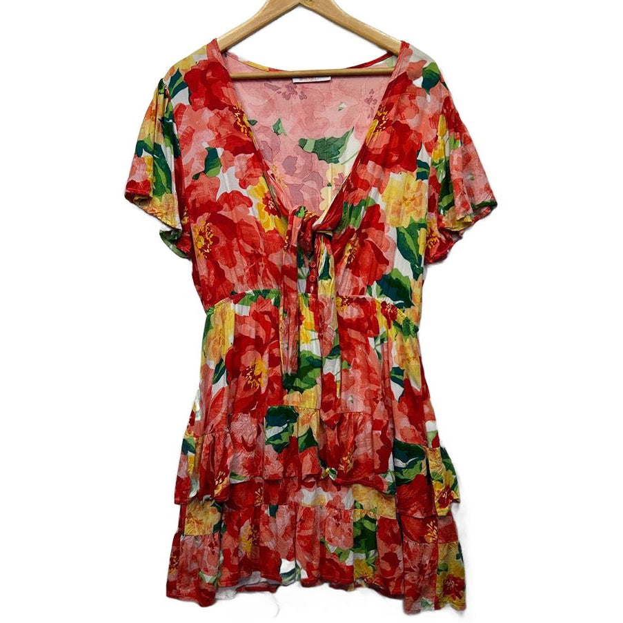 Orange Sherbet Floral Dress - Size 16