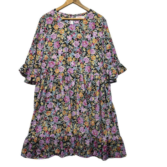Orange Sherbet Multicoloured Floral Dress - Size 20