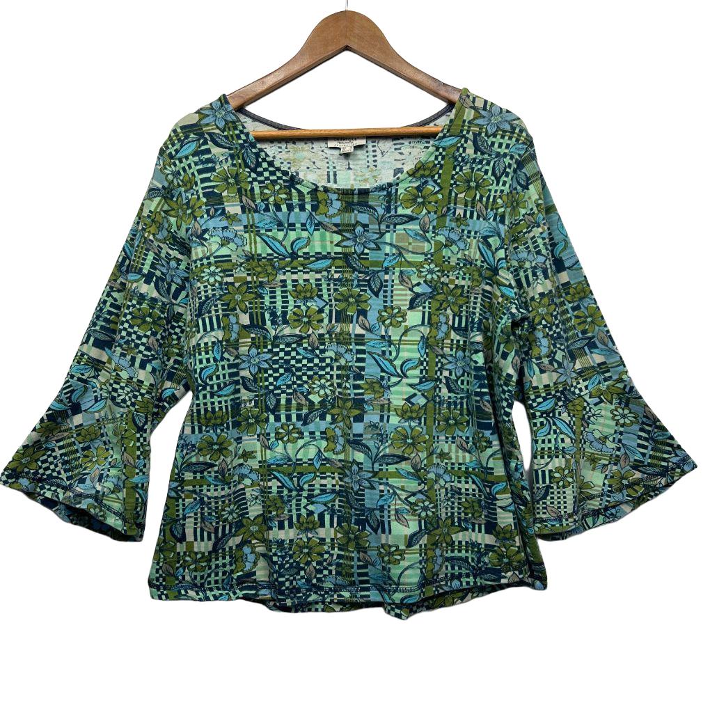 Orientique Green Cotton Top - Size 16