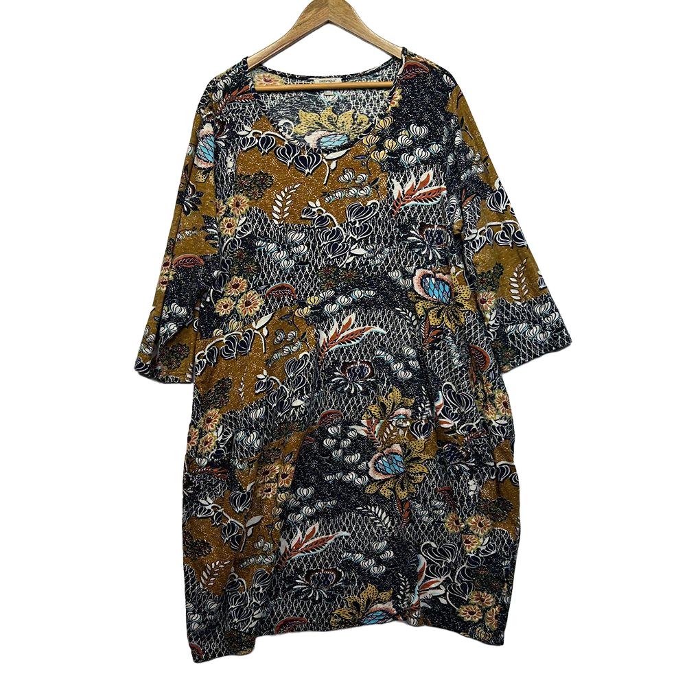 Orientique Multicoloured Cotton Dress - Size 18