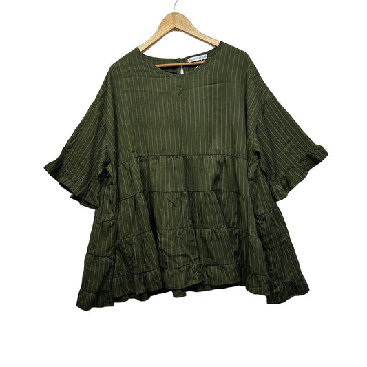 PQ Collection Green Pinstriped Top - One Size