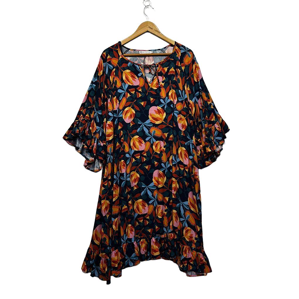 PQ Collection Multicoloured Floral Peak Dress - One Size