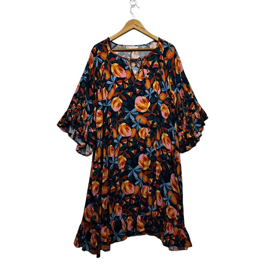 PQ Collection Multicoloured Floral Peak Dress - One Size