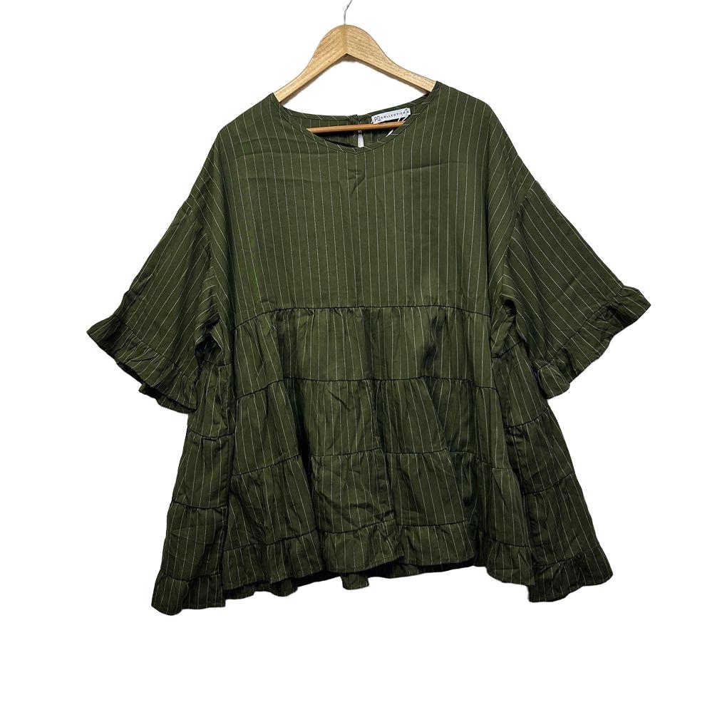 PQ Collection Green Pinstriped Top - One Size