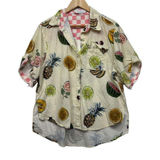 Palm Cove Cotton Fruit Print Shirt - Size M