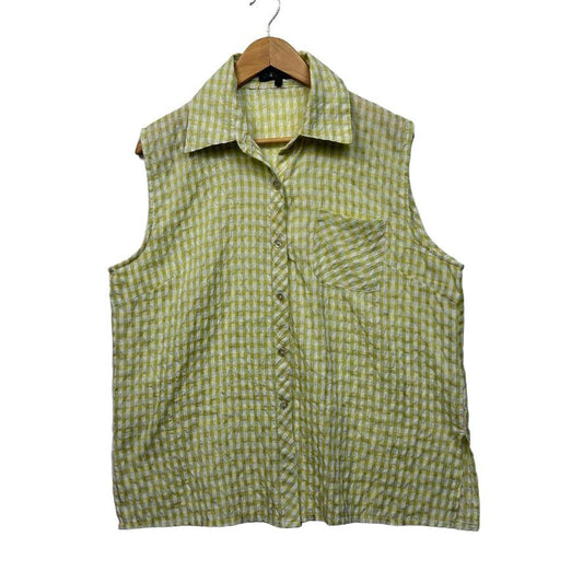 Panola Green Gingham Check Sleeveless Top - Size 14/16