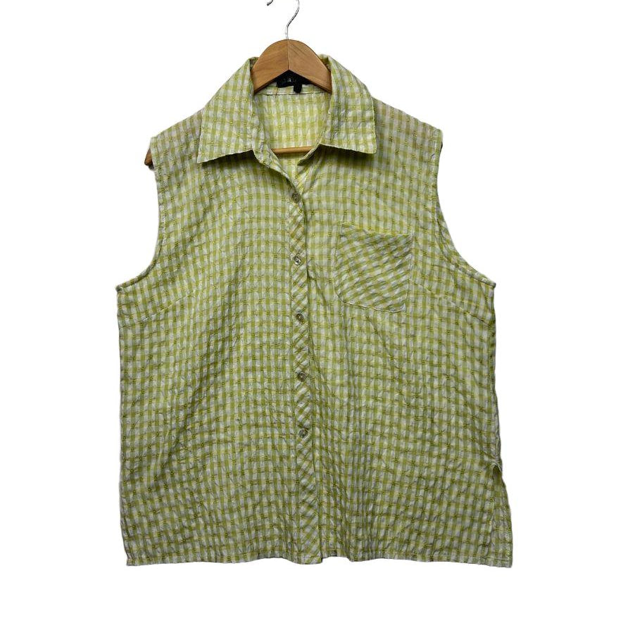 Panola Green Gingham Check Sleeveless Top - Size 14/16