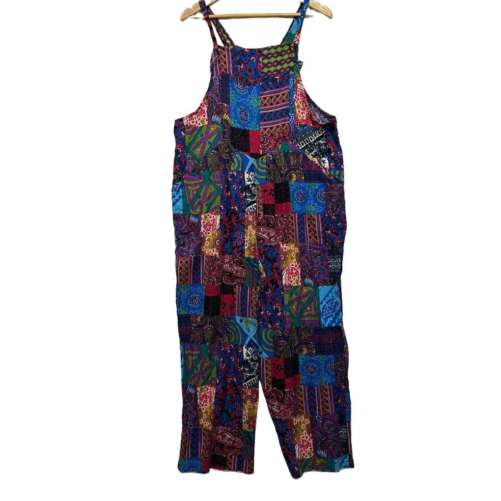 Patchwork Multicoloured Cotton Overall Jumpsuit - Size 5XL/20/22
