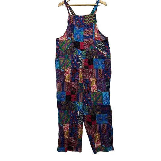 Patchwork Multicoloured Cotton Overall Jumpsuit - Size 5XL/20/22