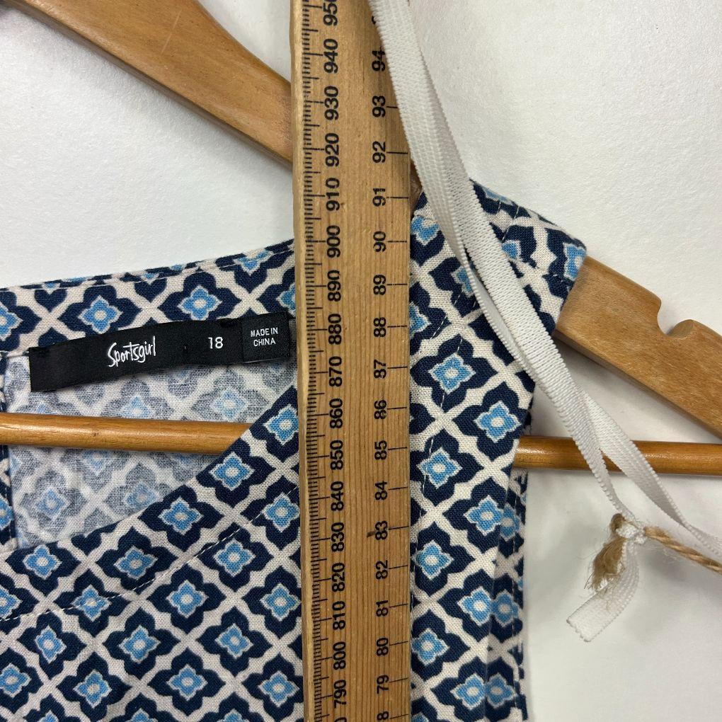 Sportsgirl Blue Geometric Print Dress - Size 18