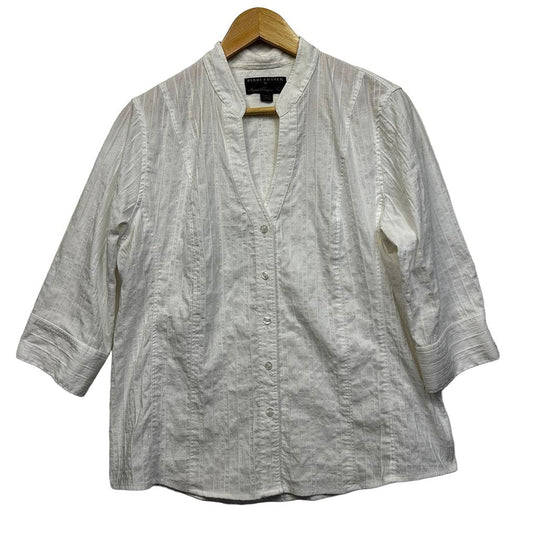 Perri Cutten White Cotton Shirt - Size 16
