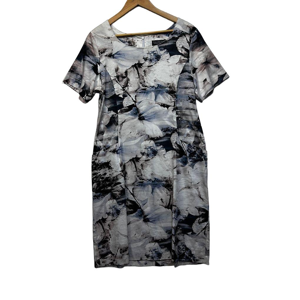 Philosophy Grey Floral Pencil Cotton Dress - Size 16
